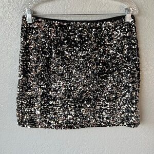 NWT - H&M Velvet Silver Sequined Mini Skirt